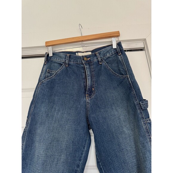 The Great Womens 27 Blue Denim Dark Wash The Carpenter Pant Jeans Cargo Straight - Picture 2 of 10